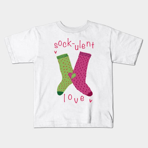 Sockulent Love Kids T-Shirt by minniemorrisart